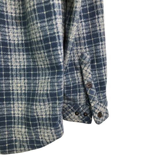 O'neill Casual Button Down Flannel Shirt Boys Sz L Slate Blue Snap Button Plaid - Picture 5 of 9